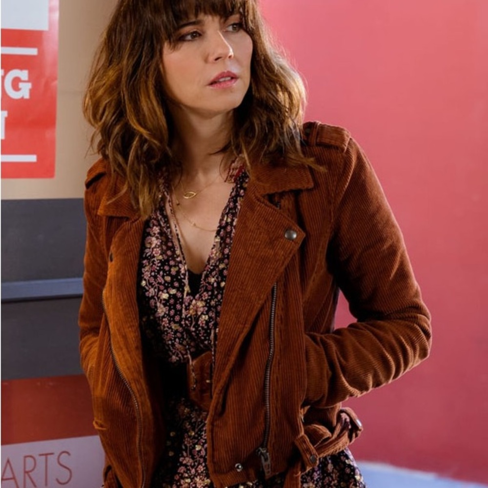 Blanc NYC Women's Brown Corduroy Moto Jacket